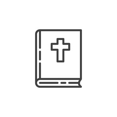 Bible book line icon. linear style sign for mobile concept and web design. Book with holy cross outline vector icon. Symbol, logo illustration. Vector graphics