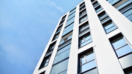 Modern European residential apartment buildings quarter. Abstract architecture, fragment of modern urban geometry.