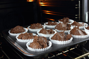 Home made chocolate chip cup cakes to go in the oven