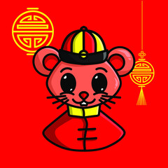 the mouse chinese zodiac sign symbol logo mascot on lunar new year