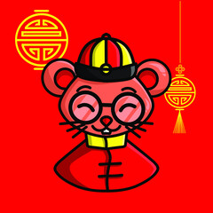 the mouse chinese zodiac sign symbol logo mascot on lunar new year