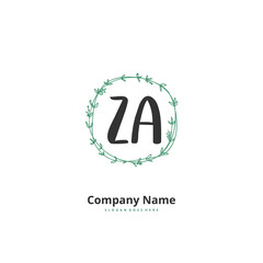 Z A ZA Initial handwriting and signature logo design with circle. Beautiful design handwritten logo for fashion, team, wedding, luxury logo.