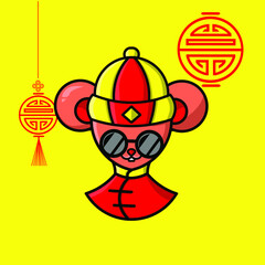 the mouse zodiac symbol of chinese lunar new year cartoon logo mascot