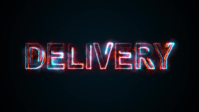 Computer generated the inscription Delivery. Burning word consists of capital letters. 3d rendering of colorful graphic background. Online delivery service concept