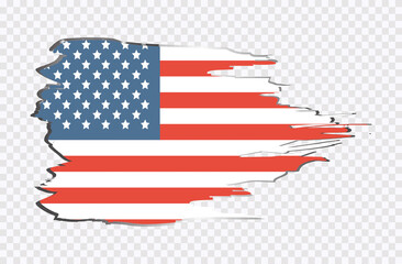 USA  flag grunge brush background. Vector illustration. transparent background