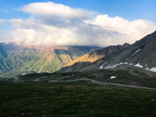 Mountain landscape at cloud level. Mountain landscape concept