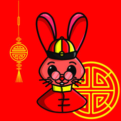 the rabbit chinese zodiac logo mascot for lunar new year and lucky symbol of china