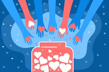 Concept of charity and donation. Give and share your love to people.