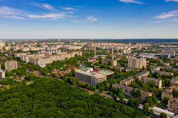 Obraz premium Aerial view of European city landscape.