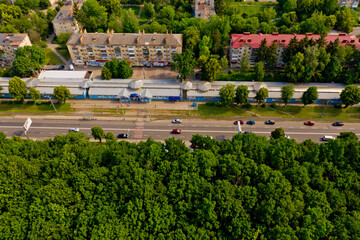 Obraz premium Aerial view of European city landscape.