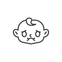 Nausea baby face line icon. linear style sign for mobile concept and web design. Sick child face outline vector icon. Symbol, logo illustration. Vector graphics