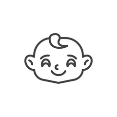 Fototapeta premium Happy baby face line icon. linear style sign for mobile concept and web design. Joyful child face outline vector icon. Symbol, logo illustration. Vector graphics