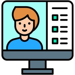 Video conference, Telecommuting or remote work icon, vector illustration