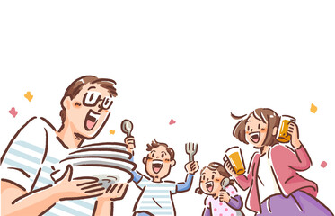 Happy family preparing food