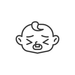 Obraz premium Tired baby face line icon. linear style sign for mobile concept and web design. Sick child face outline vector icon. Symbol, logo illustration. Vector graphics