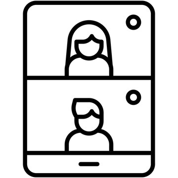 Videotelephony, Telecommuting Or Remote Work Icon, Vector Illustration