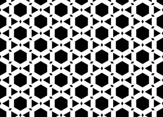 Abstract geometric seamless pattern. Geometrical black and white ornament. Vector monochrome illustration. Endless texture.