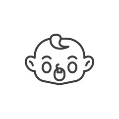 Anguished baby face line icon. linear style sign for mobile concept and web design. Screaming child face outline vector icon. Symbol, logo illustration. Vector graphics