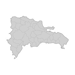 Map of Dominican Republic divided to regions. Outline map. Vector illustration.