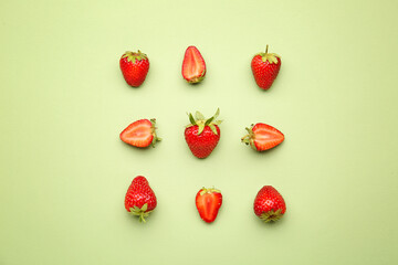 Fresh ripe strawberry on color background