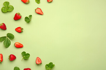 Fresh ripe strawberry on color background