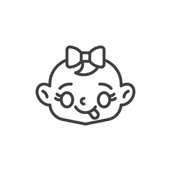 Obraz premium Baby Face Savoring Food line icon. linear style sign for mobile concept and web design. Baby girl stuck out tongue outline vector icon. Symbol, logo illustration. Vector graphics