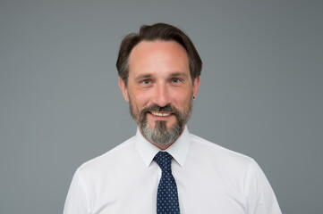 male formal fashion. successful senior business man wear shirt and tie. happy office clerk worker. male barber care. mature businessman has graying hair. confident and handsome man