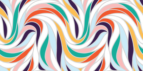 Colorful seamless striped pattern. Wavy stylish abstract background.