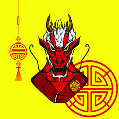 The dragon chinese zodiac sign symbol logo design mascot on lunar new year