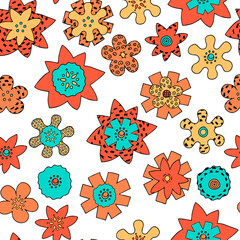 flowers doodle baby seamless pattern