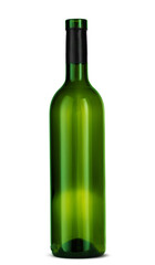 Wine bottle isolated on white background, front view