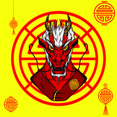 The dragon chinese zodiac sign symbol logo design mascot on lunar new year