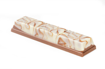 Kit Kat chocolate bar. Kit Kat is a chocolate biscuit bar with logo white and milk chocolate