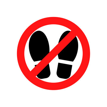 Footprint vector icon, no shoes, don`t step allowed warning isolated symbol  illustration. Stock Vector | Adobe Stock