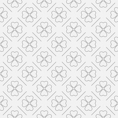 Seamless geometric pattern with flowers. Black and white vector..