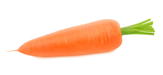 Fresh whole carrot isolated on a white background.