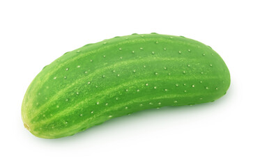 Fresh whole green cucumber isolated on a white background.