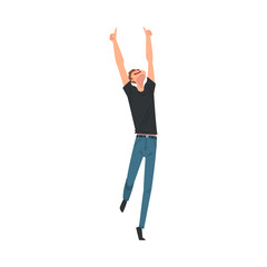 Young Cheerful Man Dancing at Concert Vector Illustration