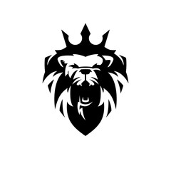 lion king shield logo vector icon illustration