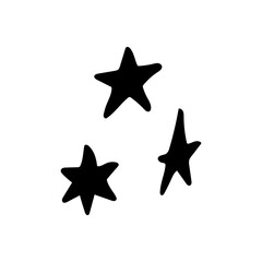 Stars, isolated simple hand drawn vector illustration in black and white doodle style