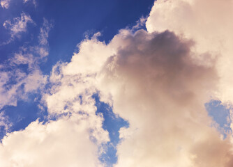 Big white clouds in blue sky