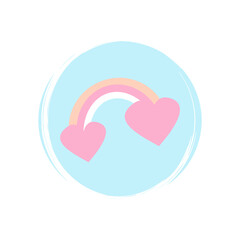 Rainbow icon logo vector illustration on circle with brush texture for social media story highlight