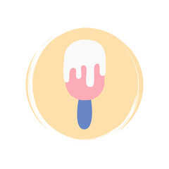 Ice cream icon logo vector illustration on circle with brush texture for social media story highlight