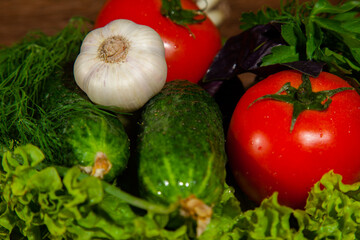 set of greens for a diet salad