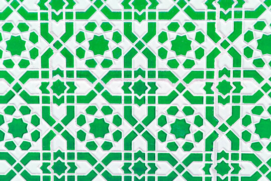 Moroccan tile, traditional pattern on wall, background