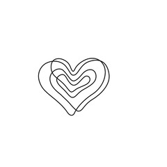 Hearts logo, Love symbol, Valentine's Day, greeting card, continuous line drawing, small tattoo, print for clothes and logo design, logo design, isolated abstract vector illustration.