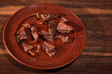 hot beef steak top view