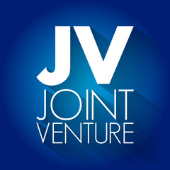 JV - Joint Venture acronym, business concept background