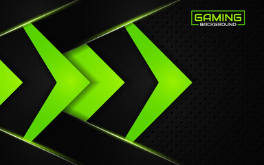 Abstract futuristic black and green gaming background with modern esport shapes. Vector design template technology concept can use element game banner, sport poster, cyber wallpaper, web, advertising