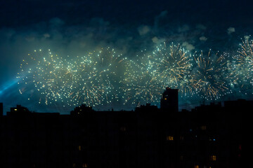 green fireworks in the sky over the Gulf of Finland